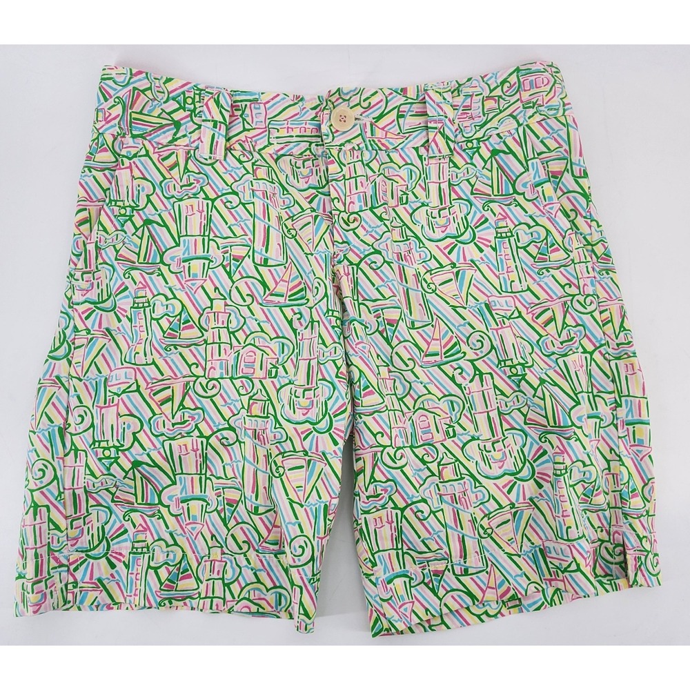 Lilly Pulitzer Callahan Nautical Lighthouse Sailboat Print Cotton Shorts 2